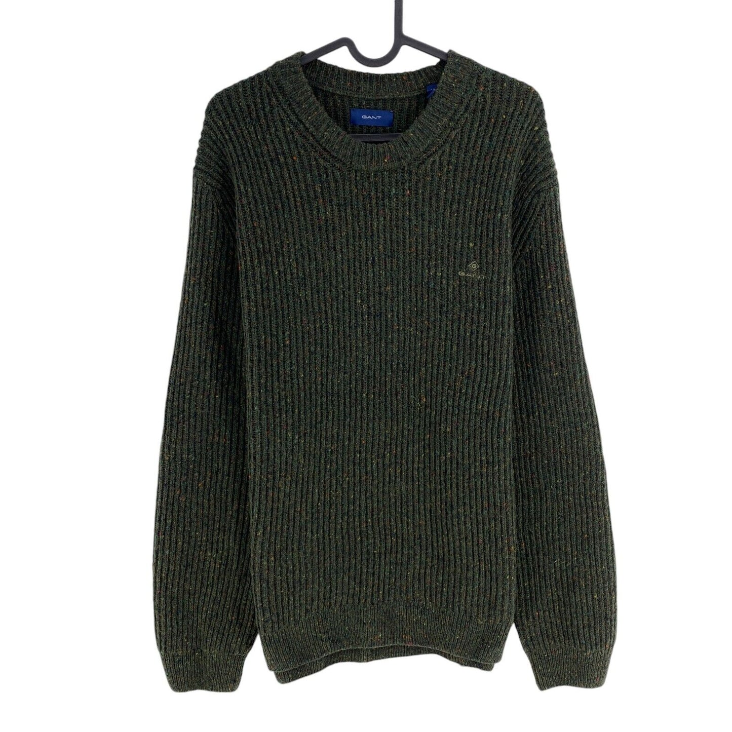 GANT Men Dark Green Neps Crew Neck Sweater Jumper Size L