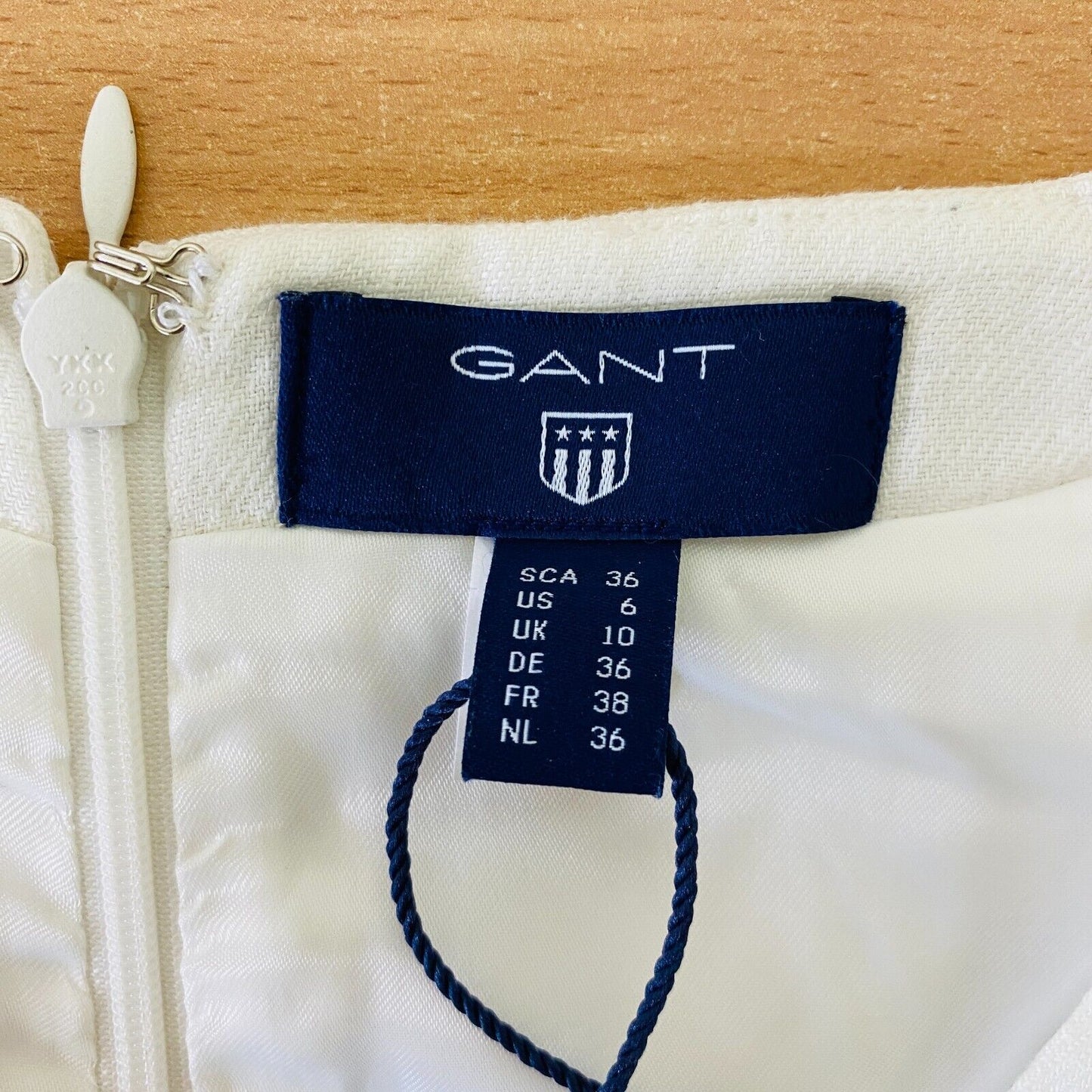 GANT White V Neck Linen Flared Dress Size EU 36 UK 10 US 6