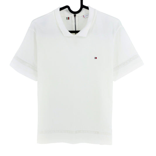 Tommy Jeans White Zip Back Logo T Shirt Size L