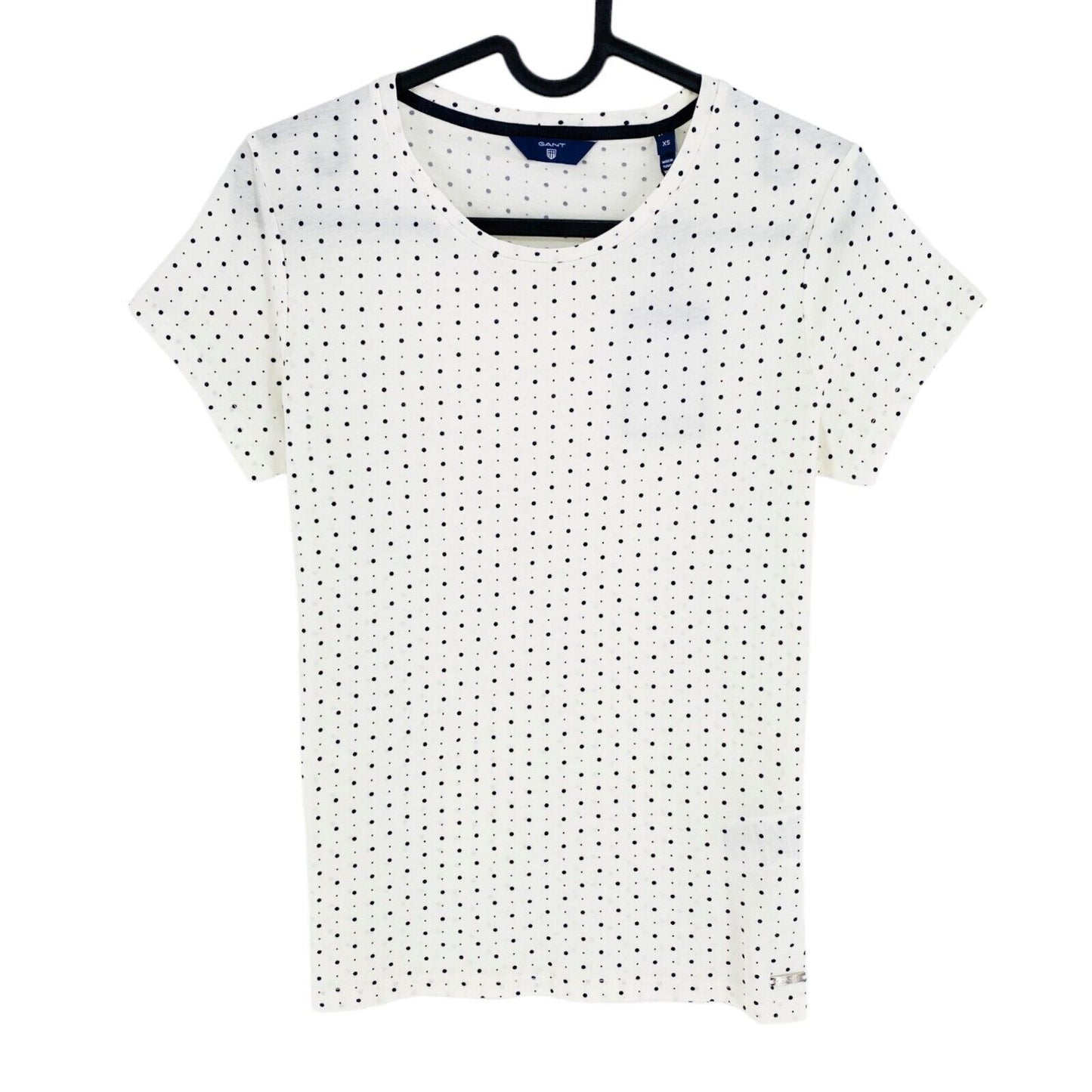 GANT White All Over Dot Printed Crew Neck T Shirt Size XS