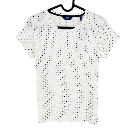 GANT White All Over Dot Printed Crew Neck T Shirt Size XS