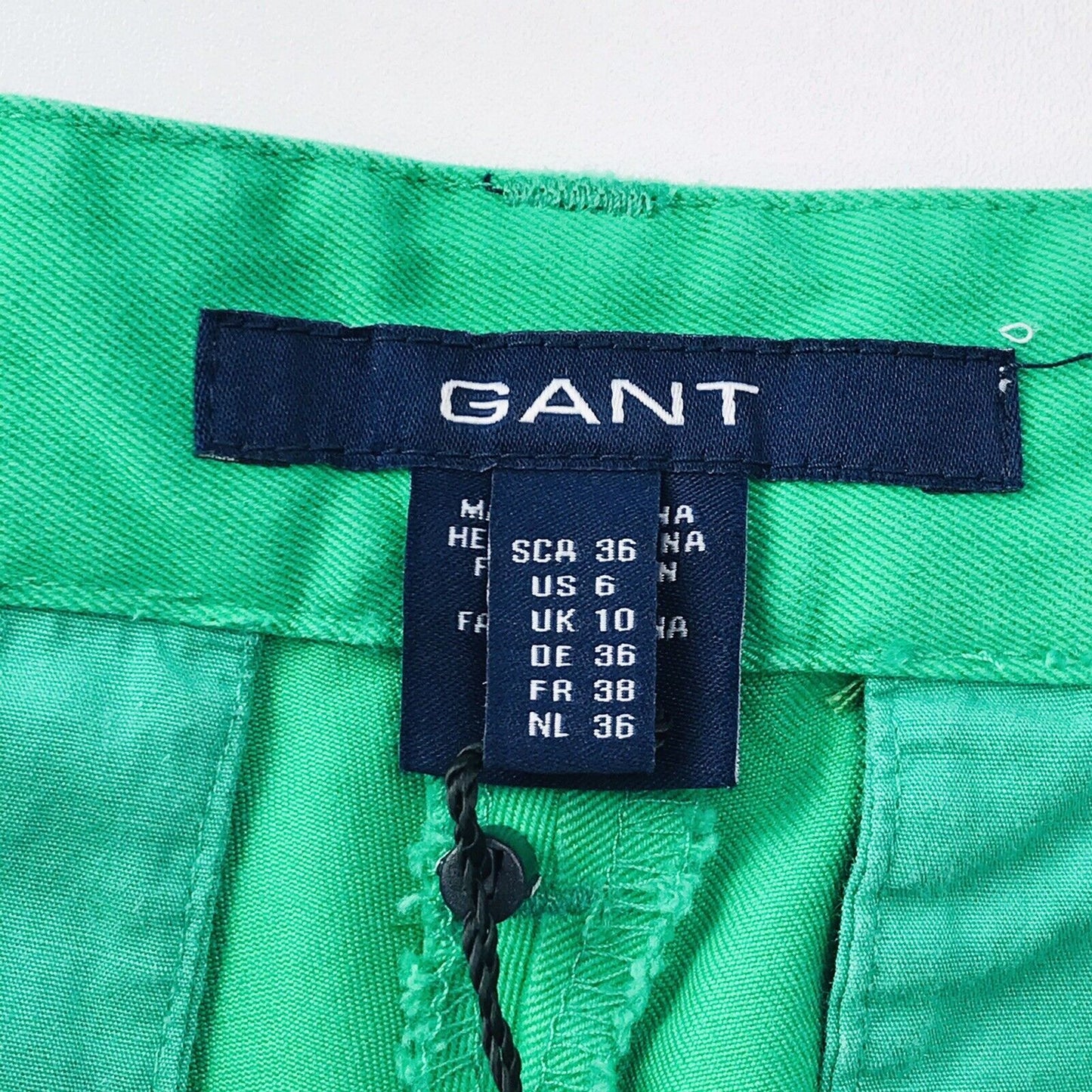 €179 GANT Women Green Slim Straight Fit Chino Cropped Trousers W28 US 6 UK 10