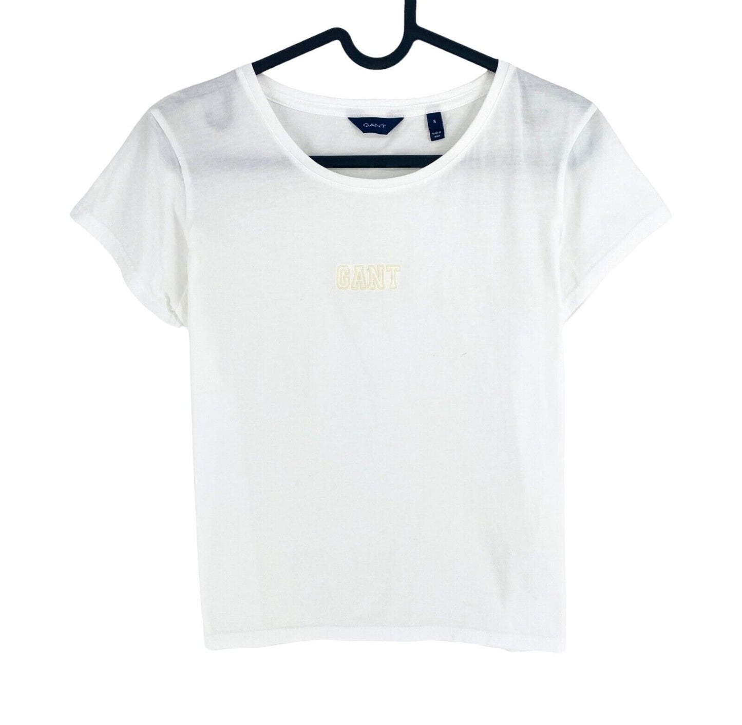 GANT Women White Logo Crew Neck Short Sleeves T Shirt Size S