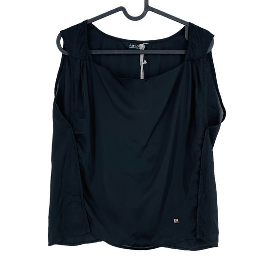 AMY GEE Noir Transparent Sans Manches Col Bénitier Top Blouse Taille EU 40 UK 12 US 10