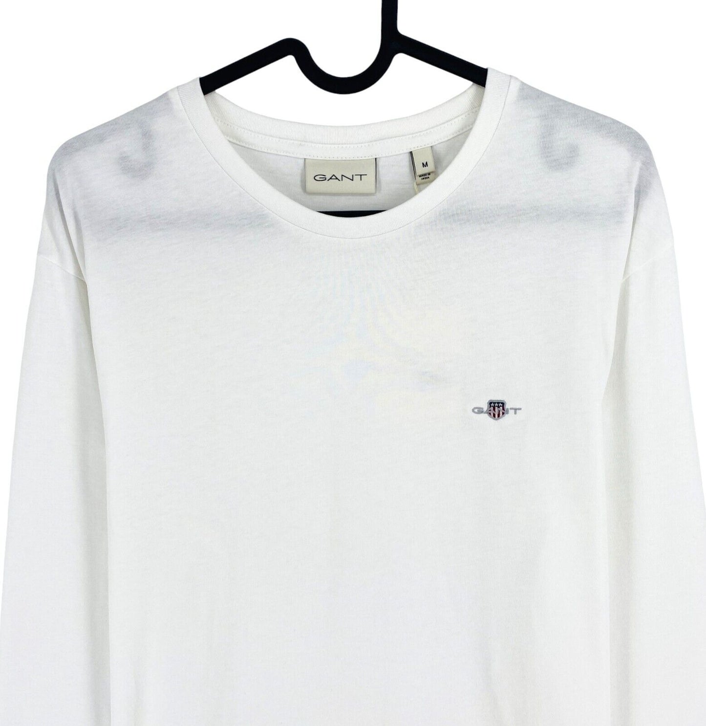 GANT Men White Reg Shiel Crew Neck Long Sleeves T-Shirt Size M