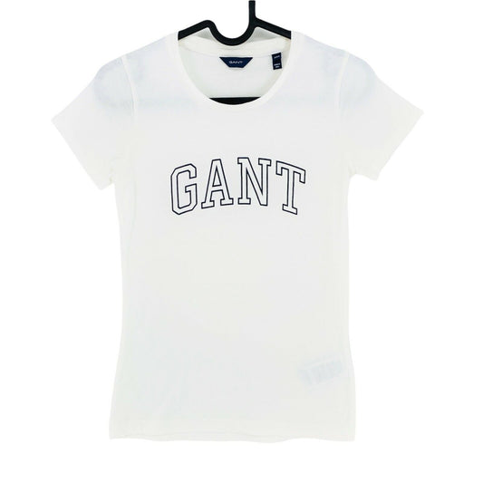 GANT T-Shirt mit großem Logo, Rundhalsausschnitt, kurze Ärmel, Größe 2XS, weiß