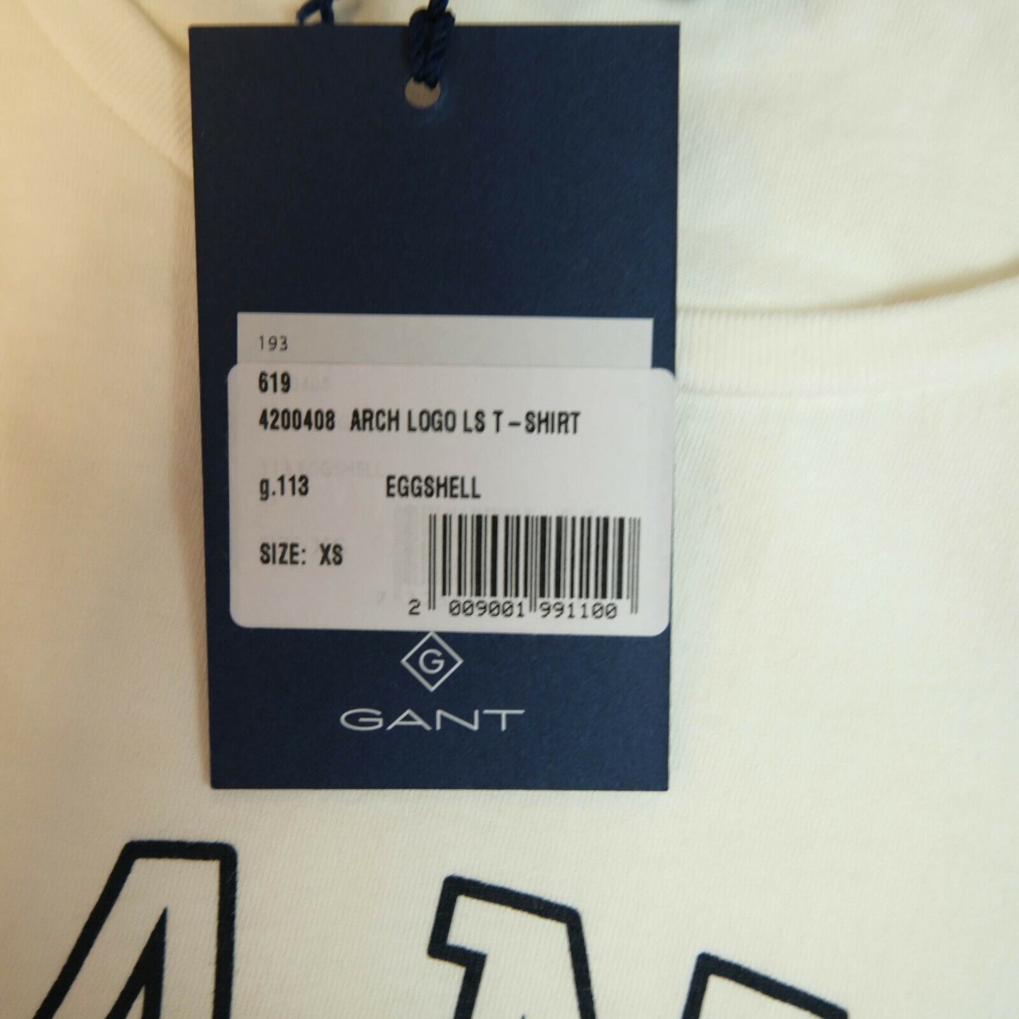 GANT White Big Logo Crew Neck T Shirt Jumper Size XS