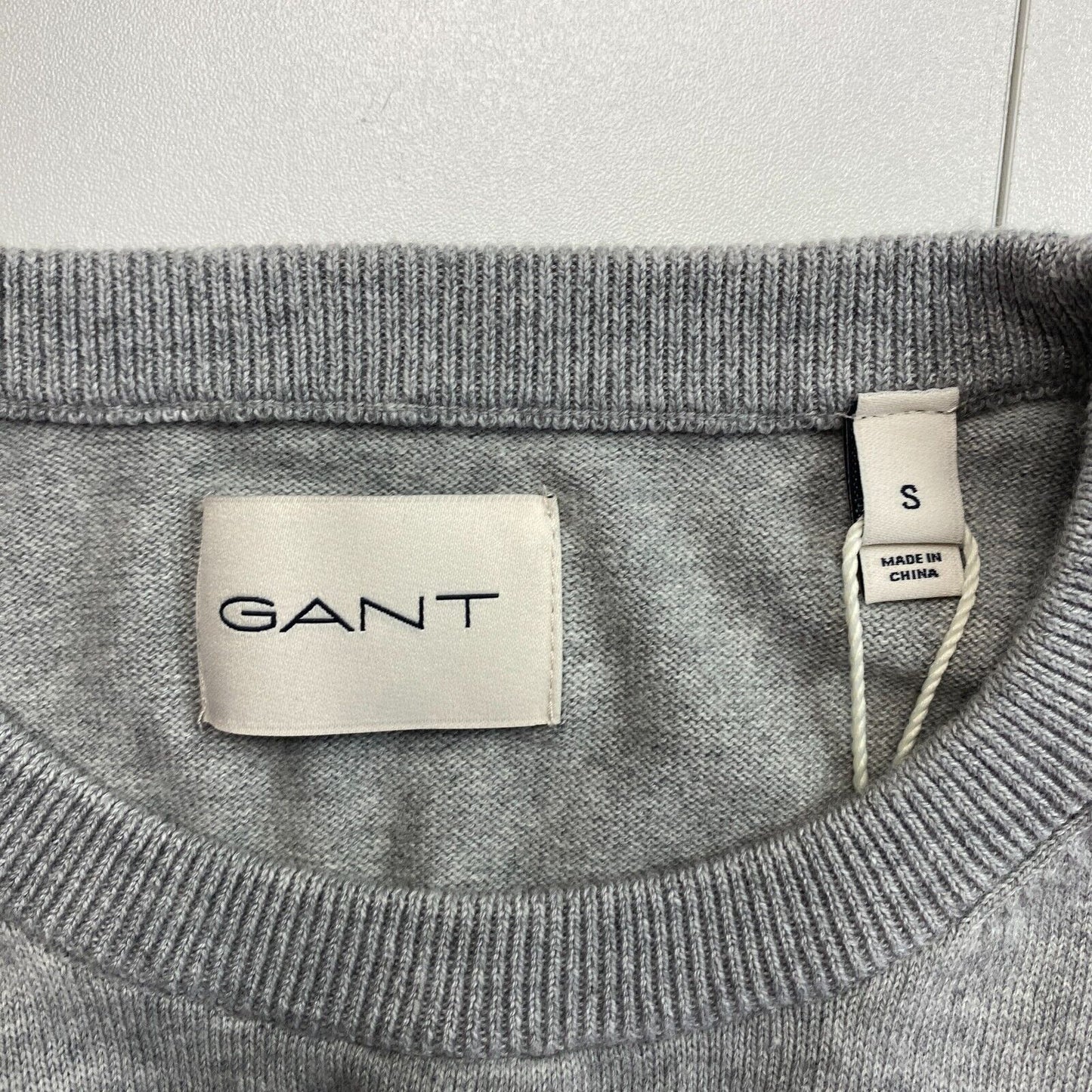 GANT Pull à col rond en coton gris Taille S