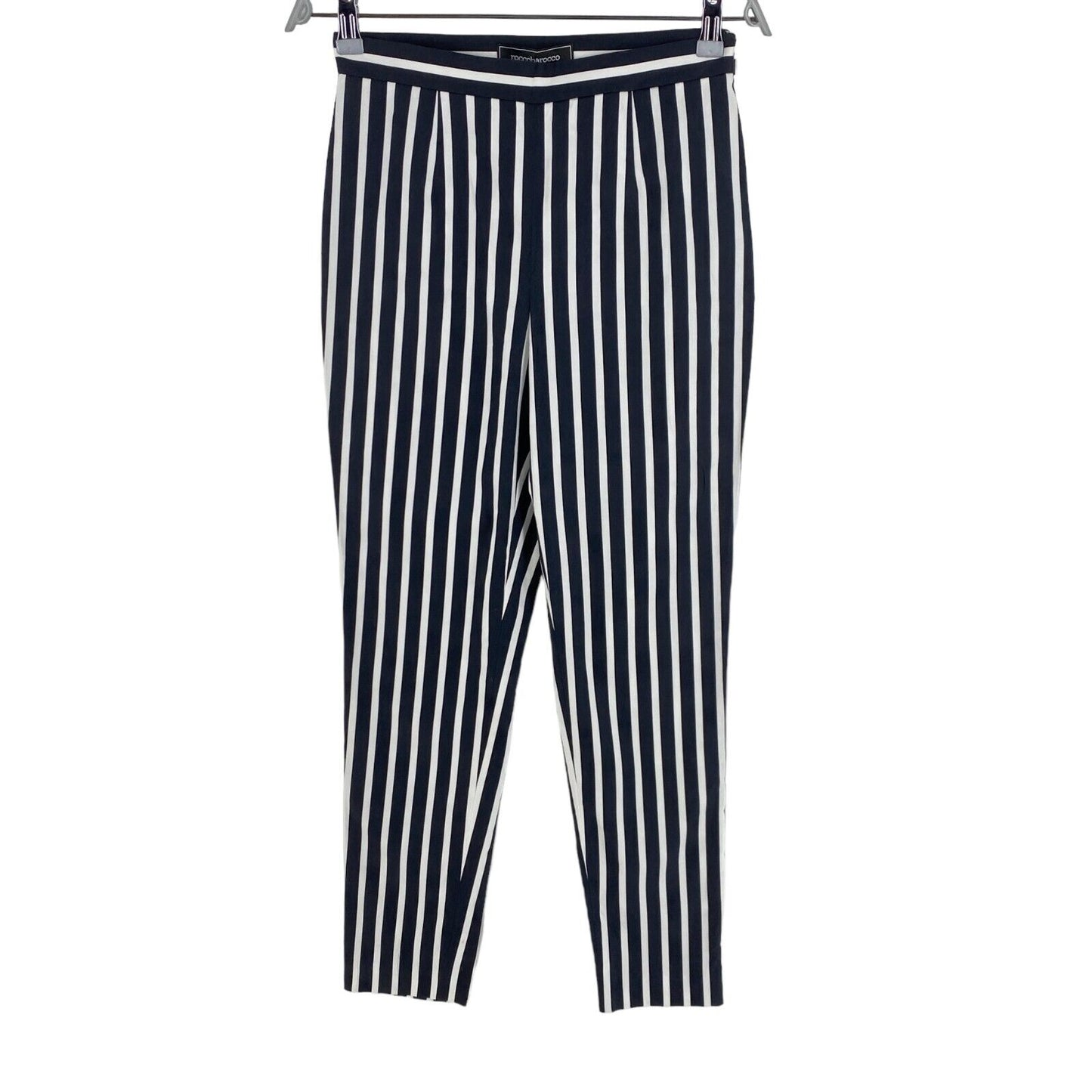 Roccobarocco Navy Blue Striped Pants Trousers Size EU 36 UK 10 US 6