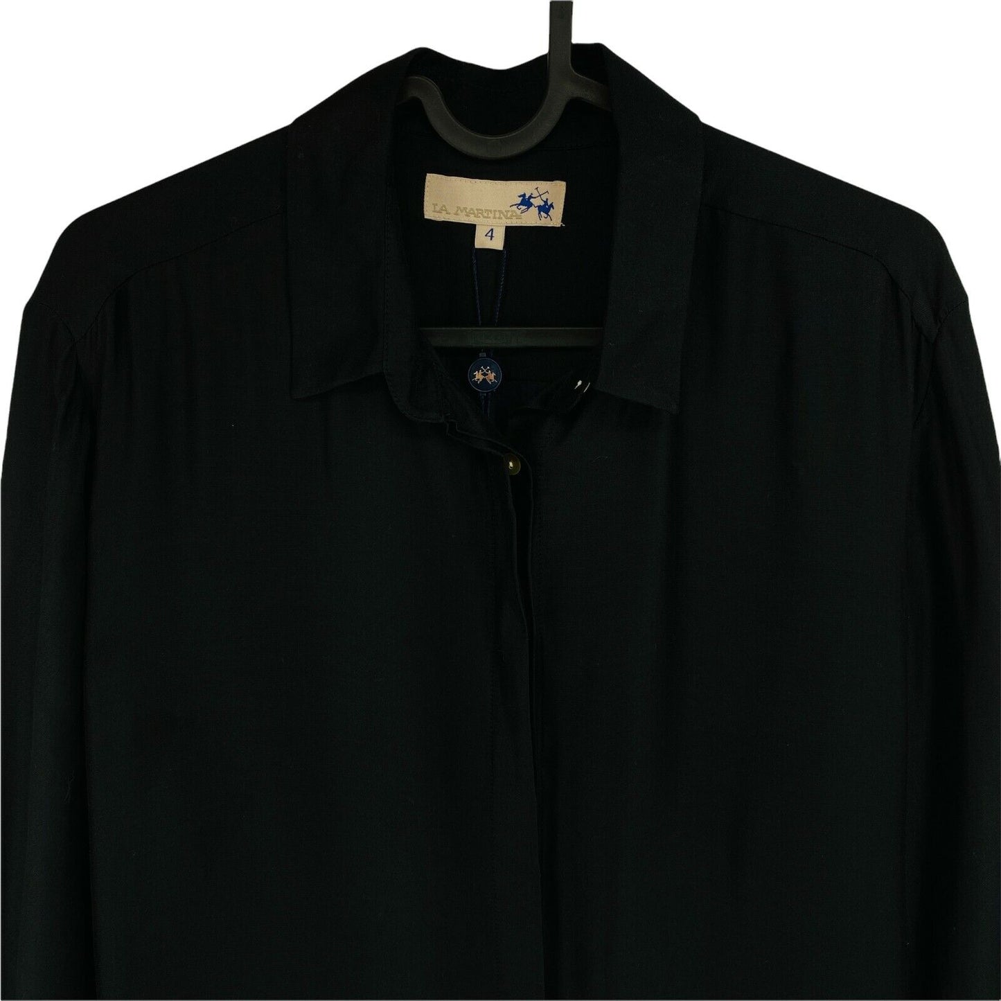 LA MARTINA Black Long Sleeves Modal Silk Shirt Size 4 / L