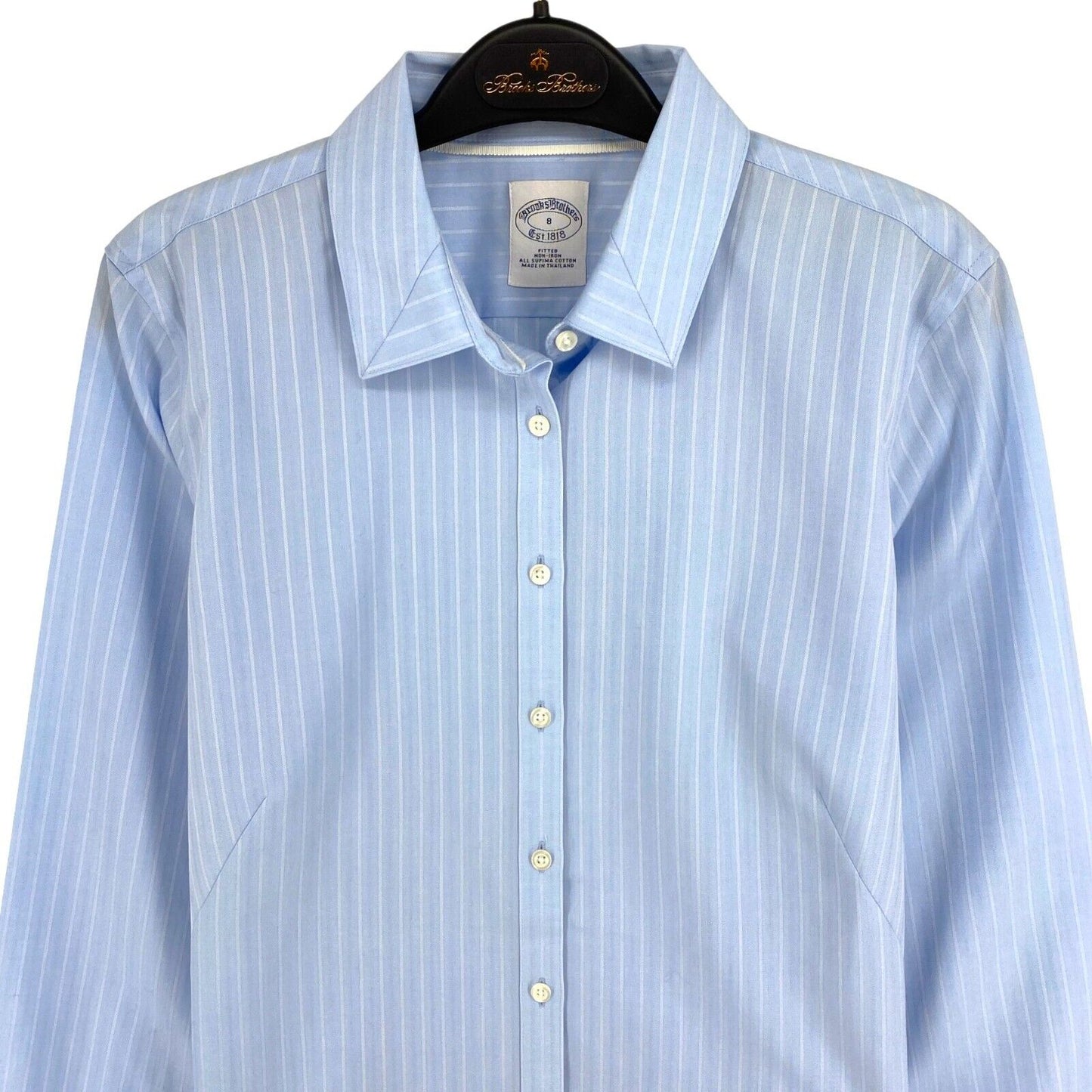 Brooks Brothers Blue Striped Fitted Cotton Shirt Size EU 38 UK 12 US 8