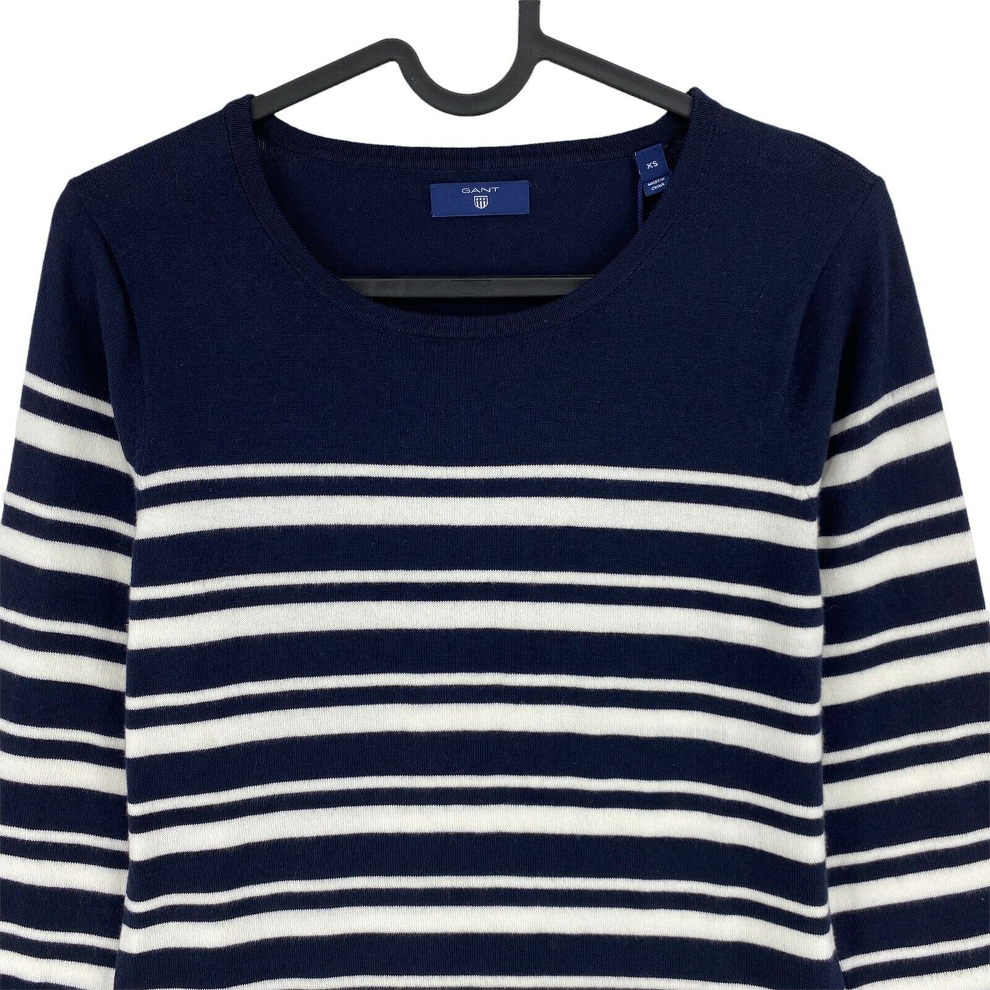 GANT Navy Blue Breton Stripe Crew Neck Long Sleeves Shift Dress Size XS