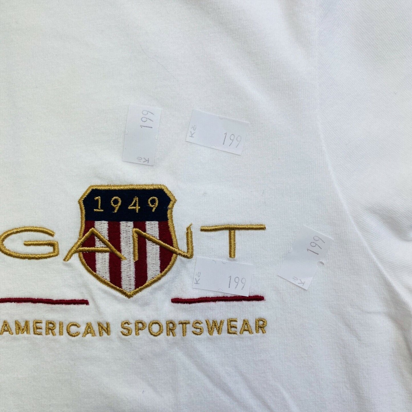 GANT White Archive Shield SS Crew Neck T Shirt Size XS