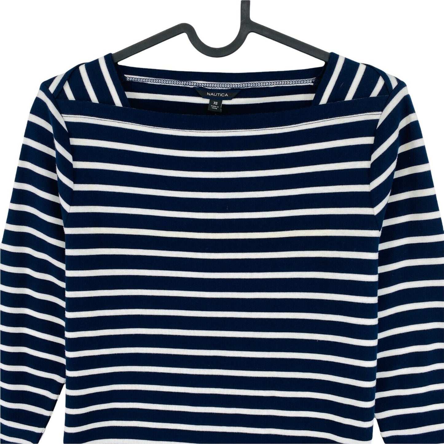 NAUTICA Navy Blue Striped Crew Neck Sweater Jumper Size 2XS XS S