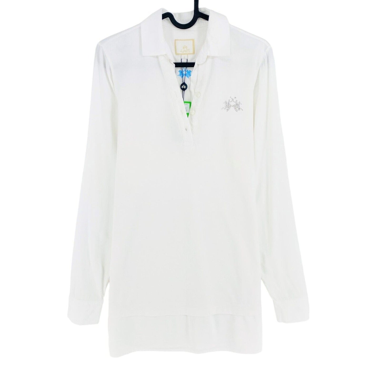 LA MARTINA Polo Manches Longues Jersey de Coton Blanc Taille 1 / XS