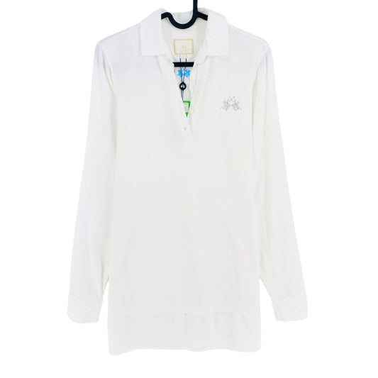 LA MARTINA Polo Manches Longues Jersey de Coton Blanc Taille 1 / XS