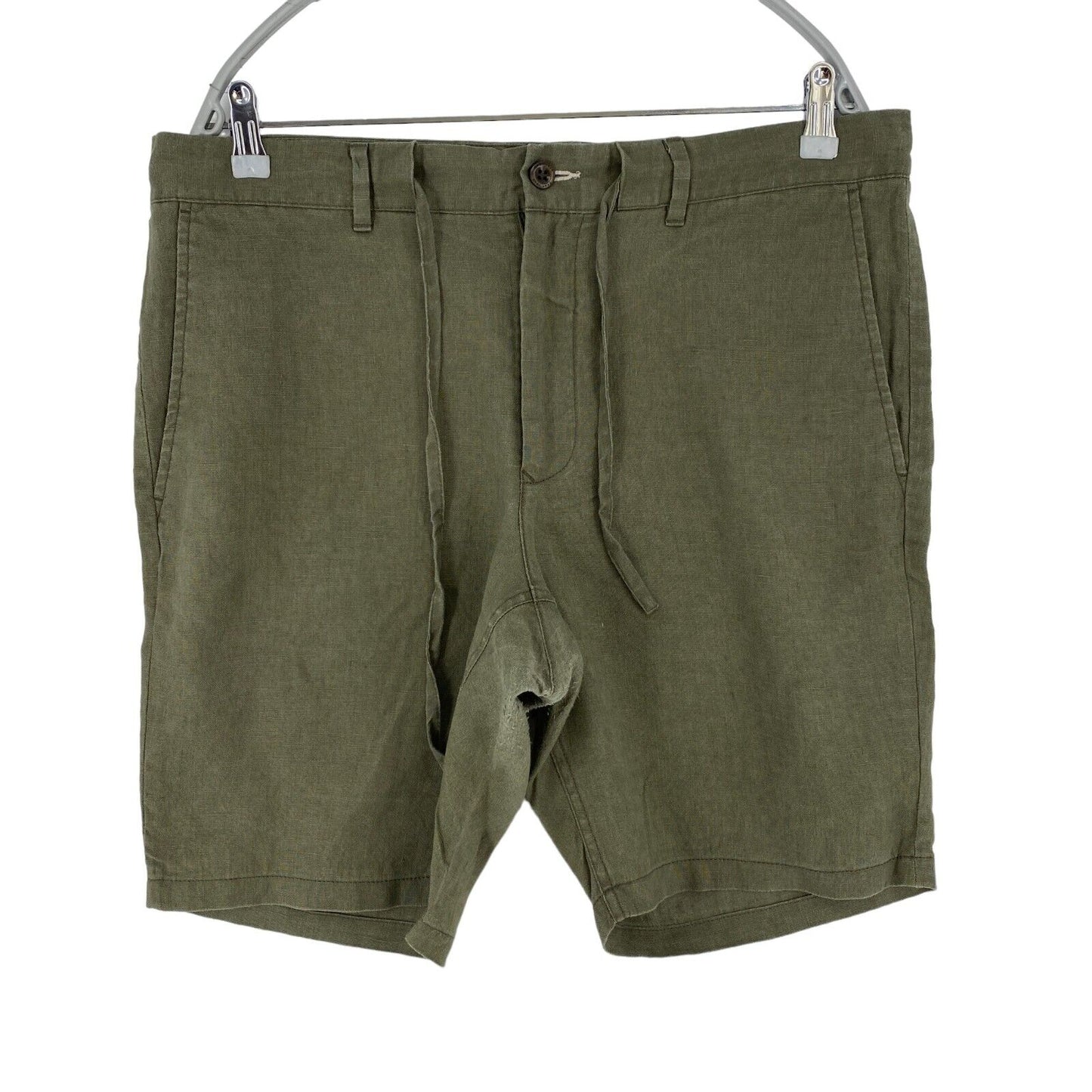 GANT Dark Green Relaxed Fit Linen Shorts Size L