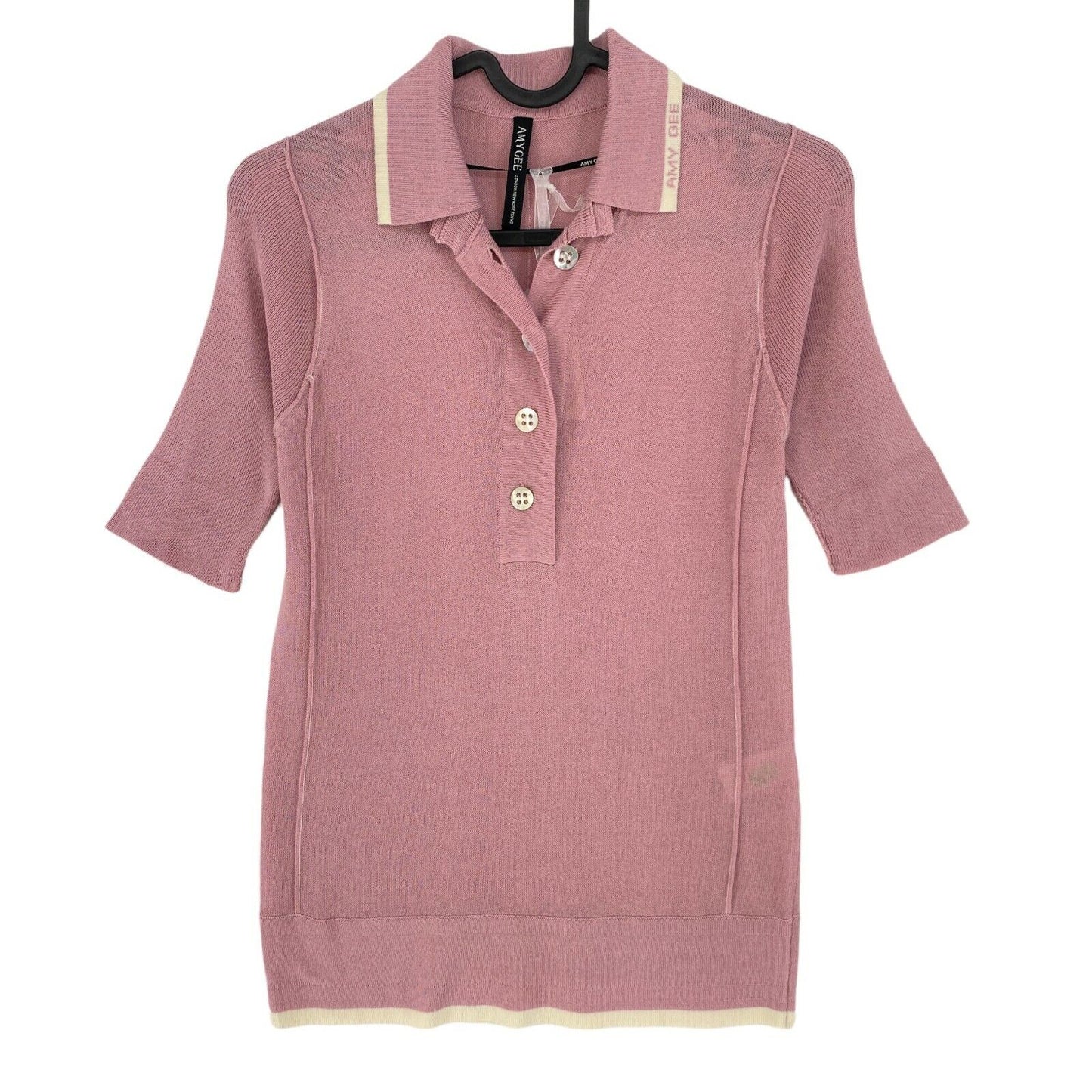 AMY GEE Pink Polo Neck T Shirt Size XS S