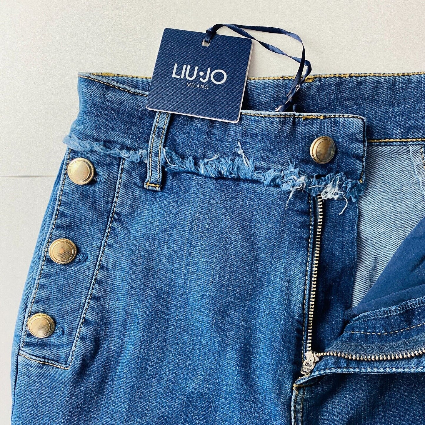 LIU JO Women Blue Relaxed Wide Leg Fit Cropped Jeans Size W27