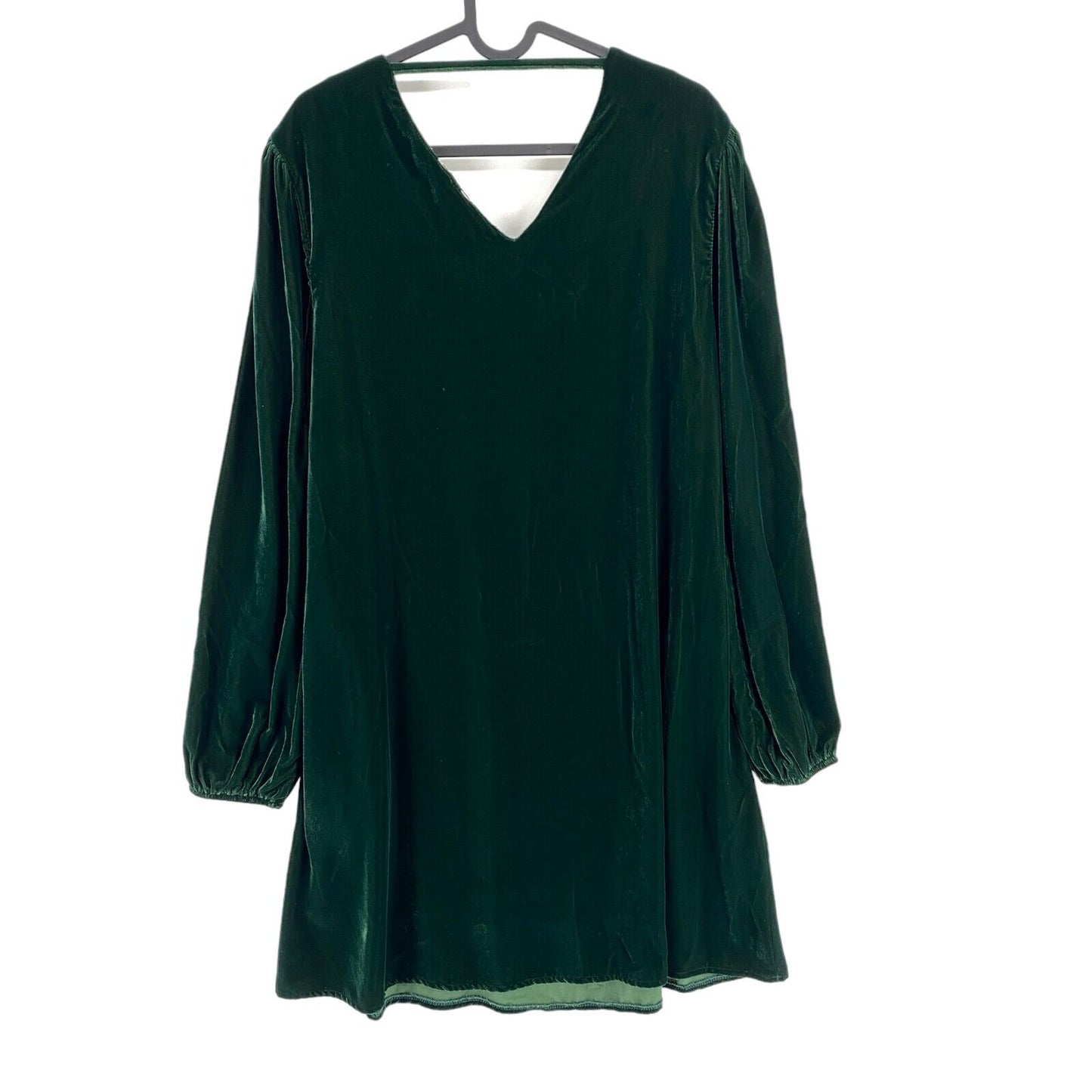 LA MARTINA Women Dark Green Long Sleeves Light Velvet Dress Size 3 / M