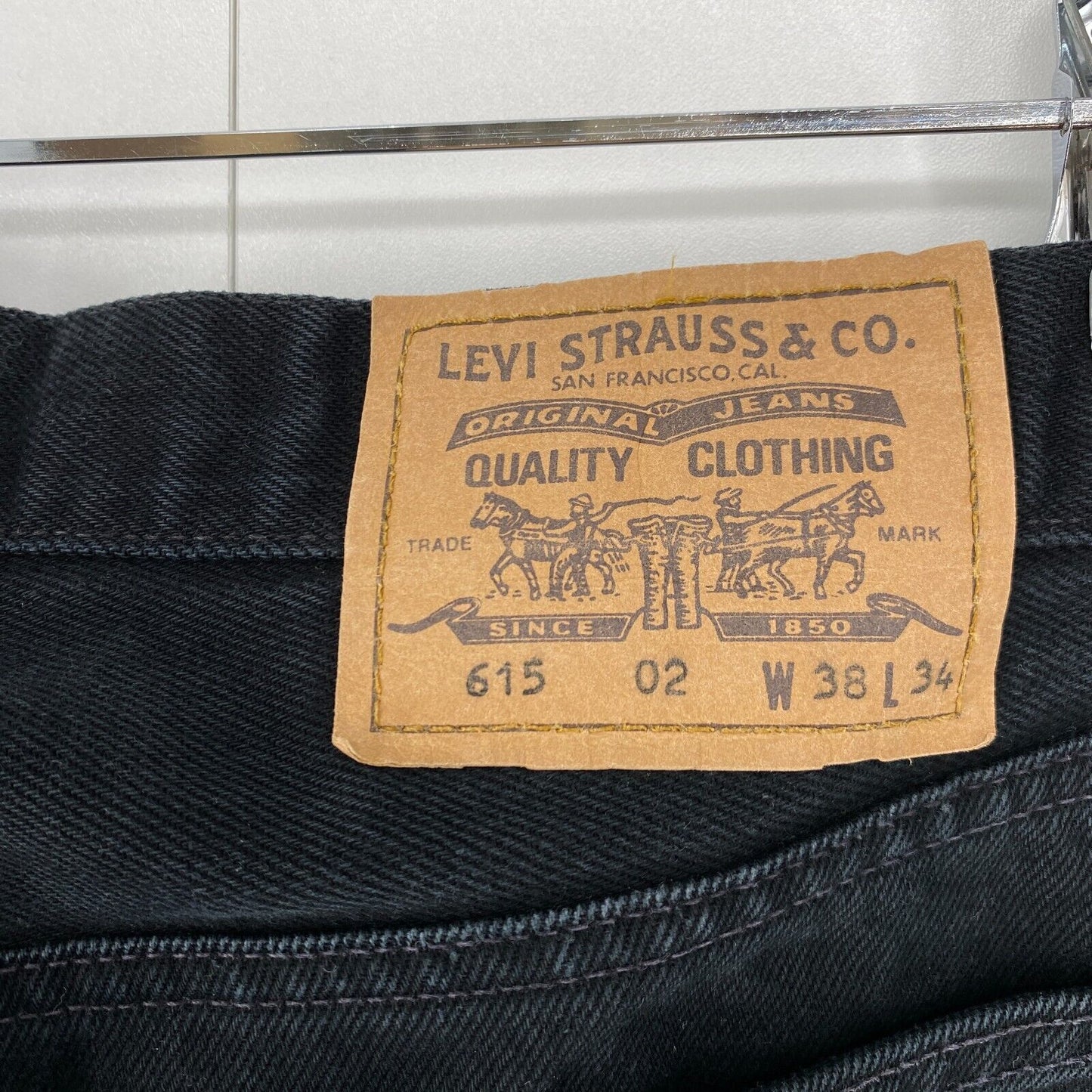 Levi's 615 02 1970s Vintage Orange Tab Black Regular Straight Fit Jeans W38 L34