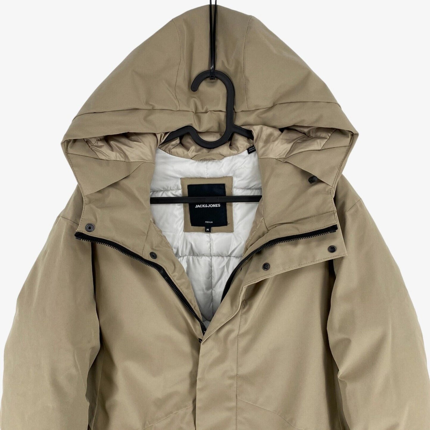 JACK&amp;JONES Herren Dunkelbeige Blakeen Parka mit Kapuze Mantel Jacke Größe M