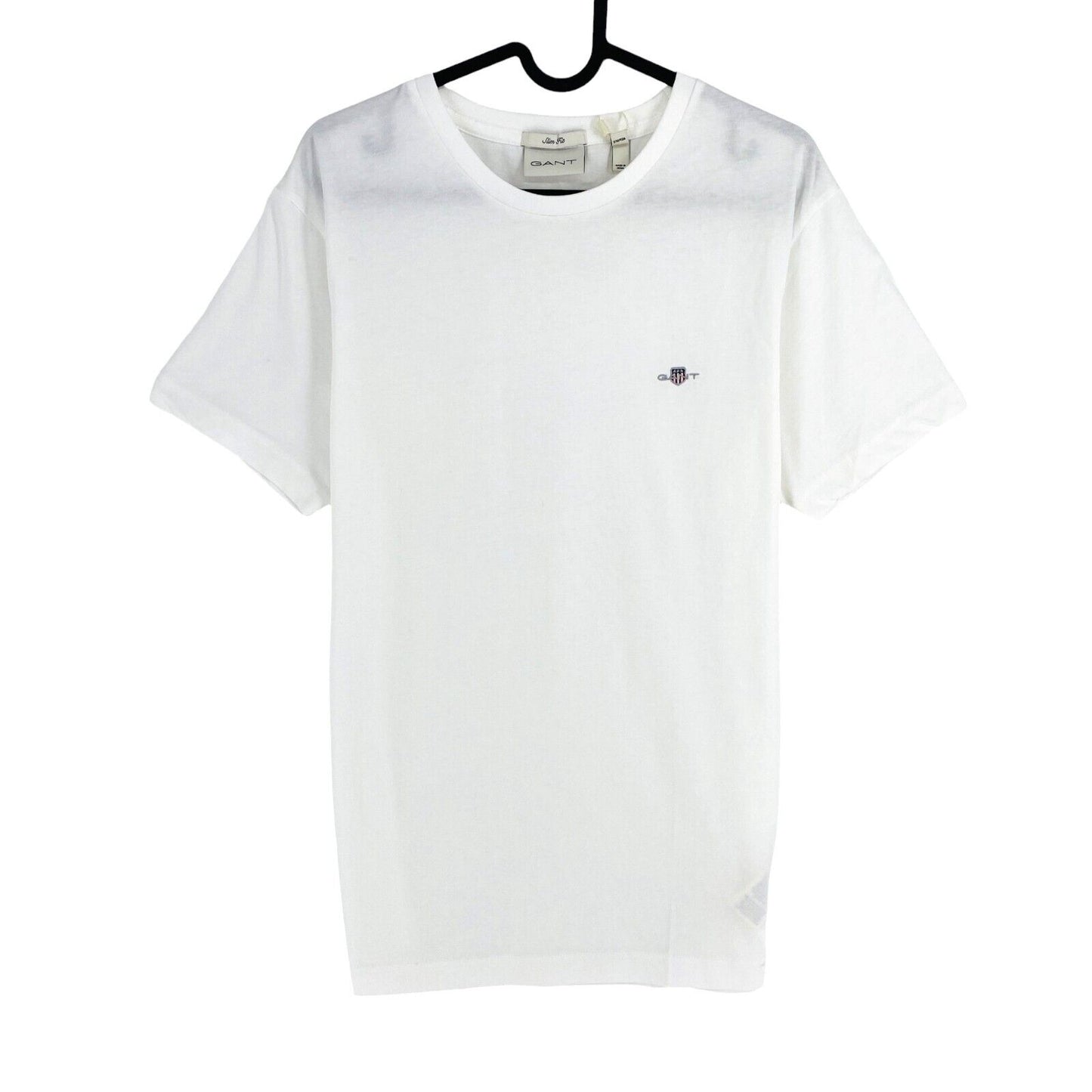 GANT Men White Reg Shield Slim Fit Crew Neck Short Sleeves T Shirt Size M