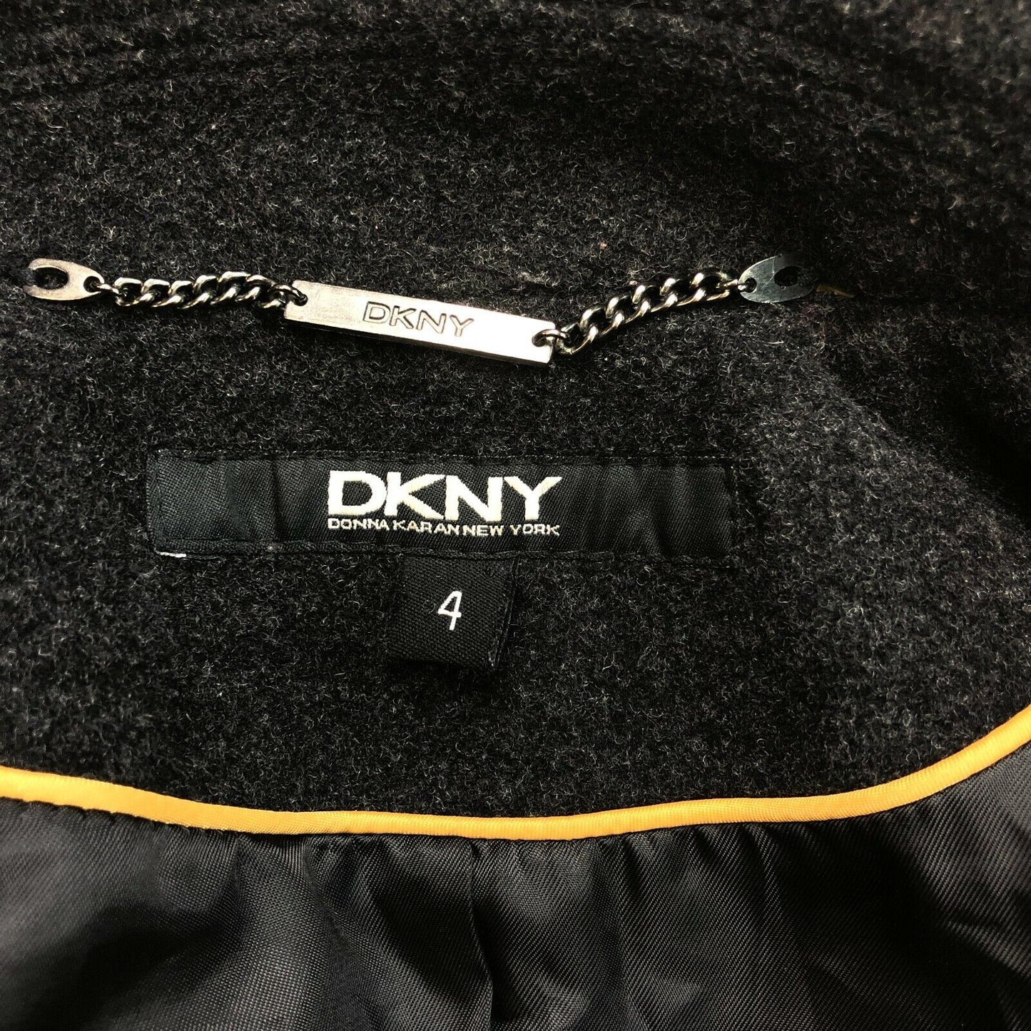 DKNY Laine Gris Foncé Mélange Cachemire Sur Manteau Veste Taille S