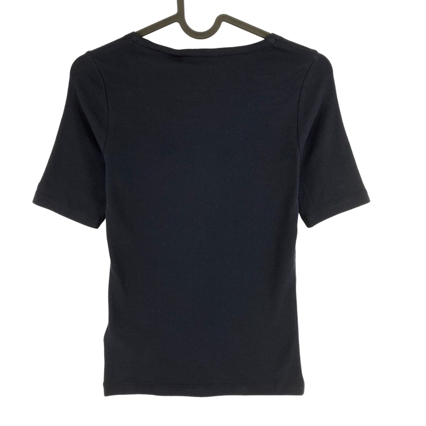 GANT Navy Blue 1x1 Rib Crew Neck LSS T Shirt Size XS