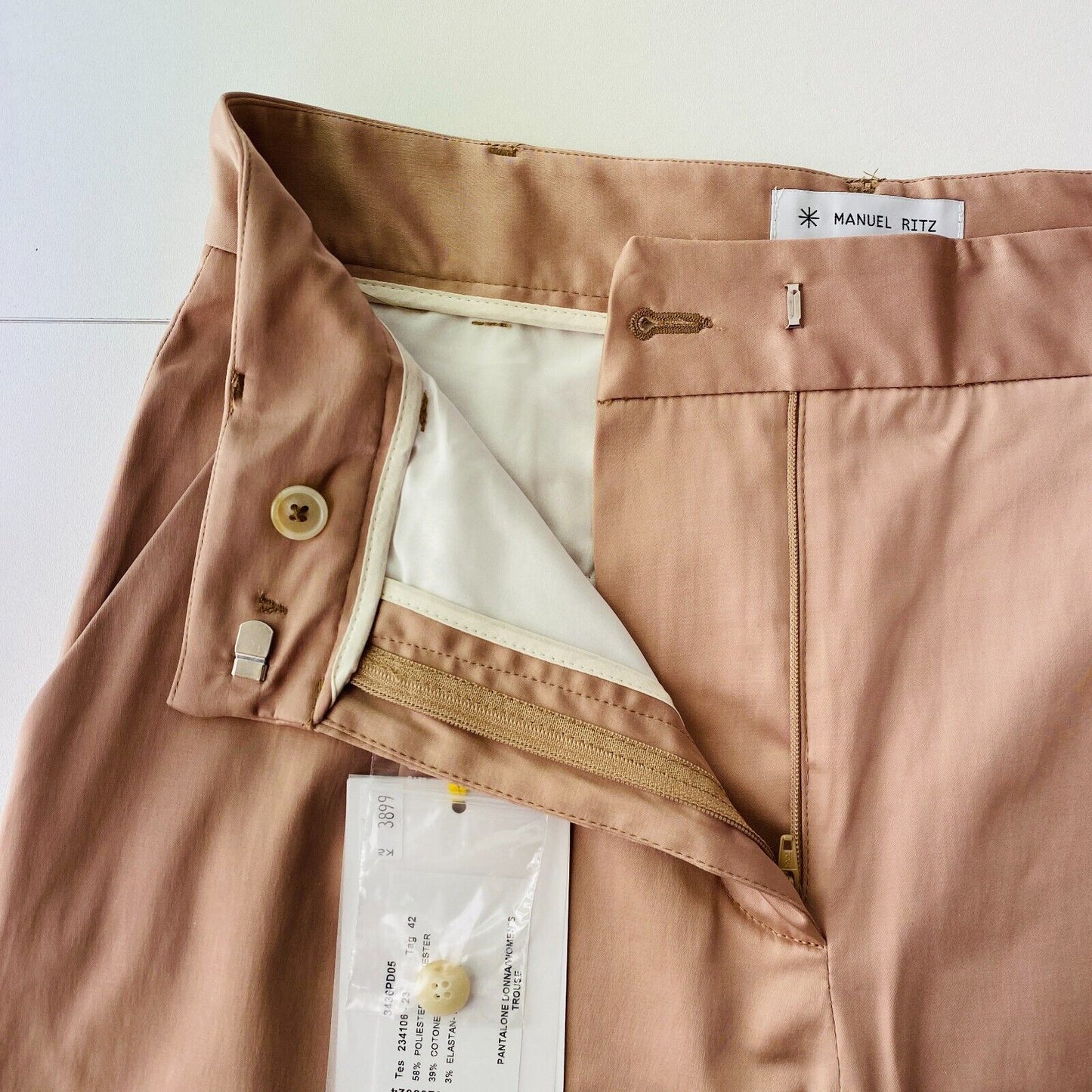 Manuel Ritz Women Brown Stretch Regular Straight Fit Dress Trousers IT 42 W28