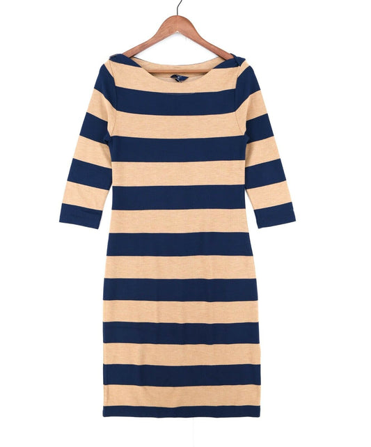 GANT Designer Striped Viscose Blend Boat Neck Dress Size S