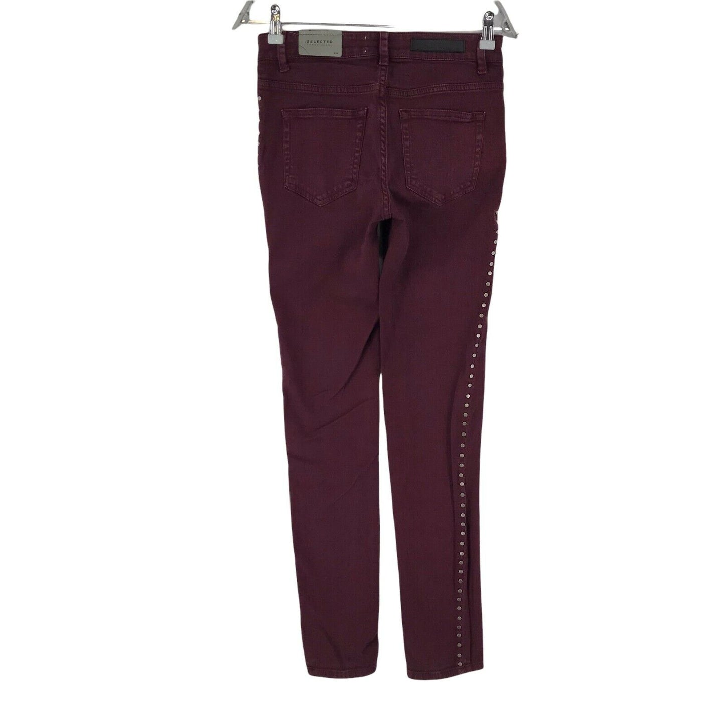 SELECTED Damen Jeans Skinny Fit, Dunkelkirschrot, Bordeaux, Größe W28