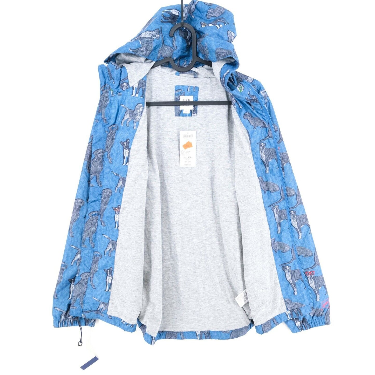 GAP Kids Veste à capuche avec imprimé animal bleu Taille 2XL 150-164 cm 13-14 ans