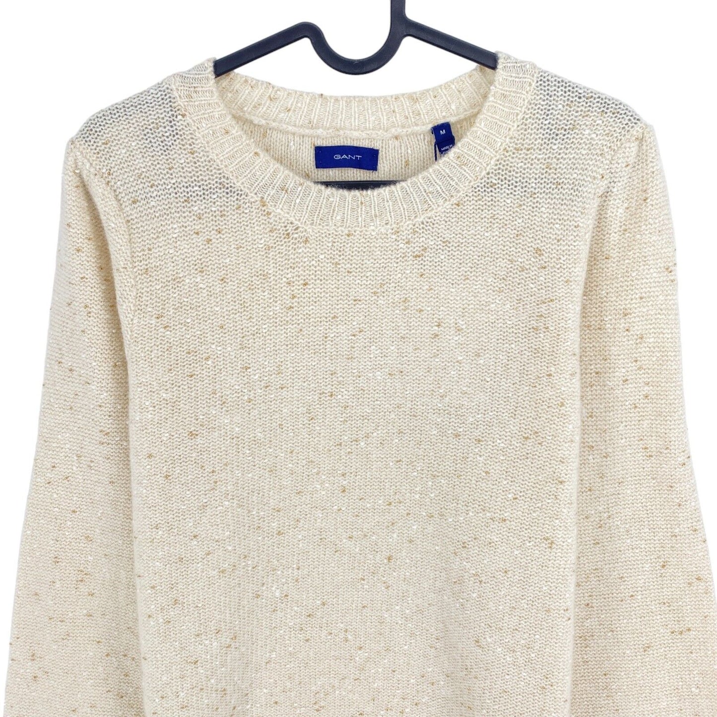 GANT Beige Sparkling Crew Neck Jumper Sweater Size M