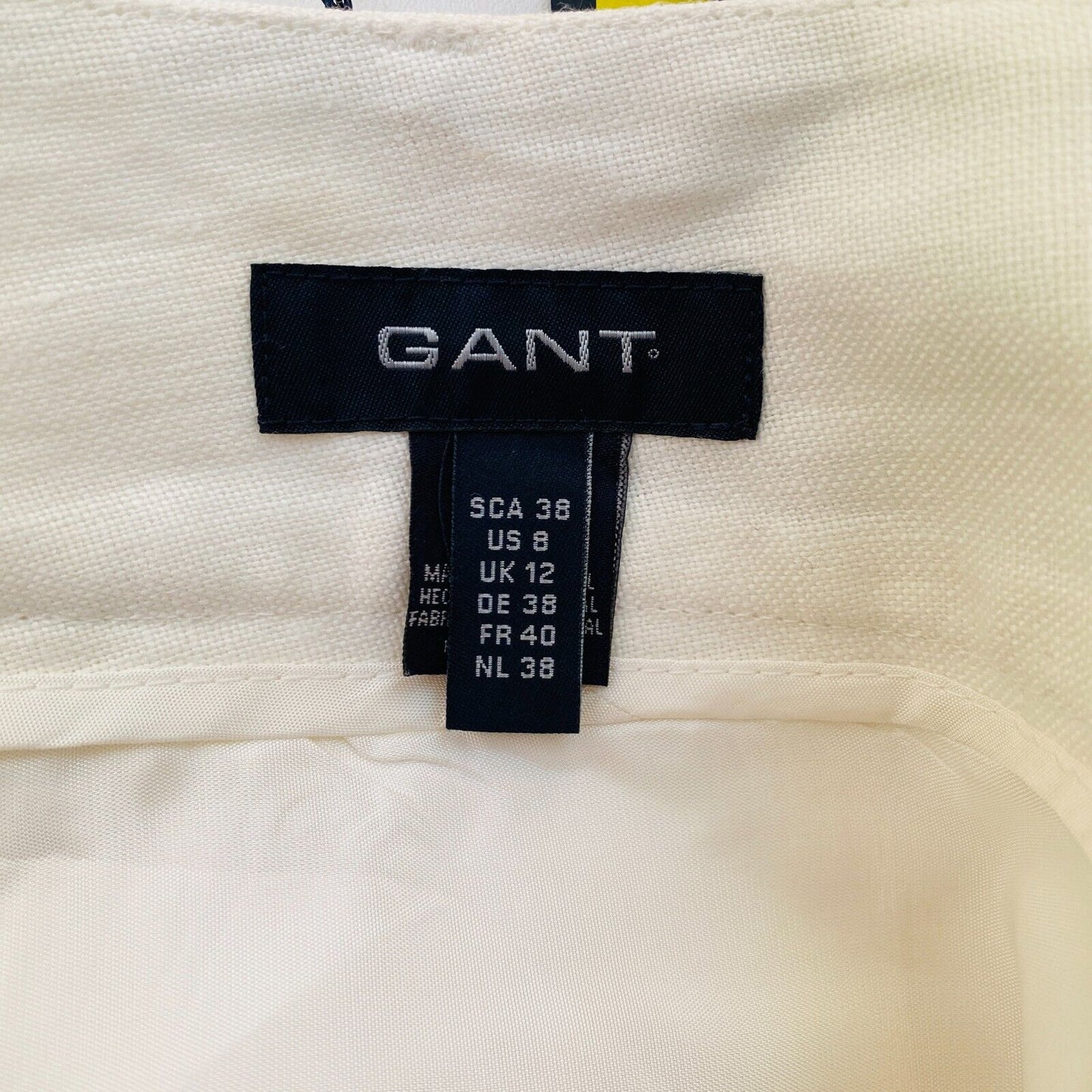 GANT Women Beige 100% Linen Flared Pants Trousers Size EU 38 UK 12 US 8