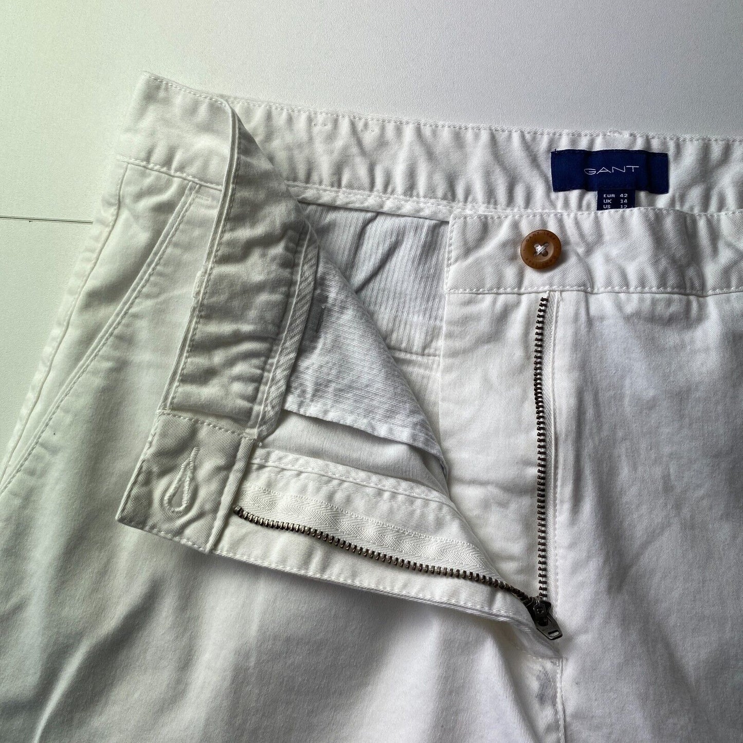 GANT FRYDA Femme Pantalon Chino Slim Fit Blanc Taille EUR 42 UK 14 US 12 W33