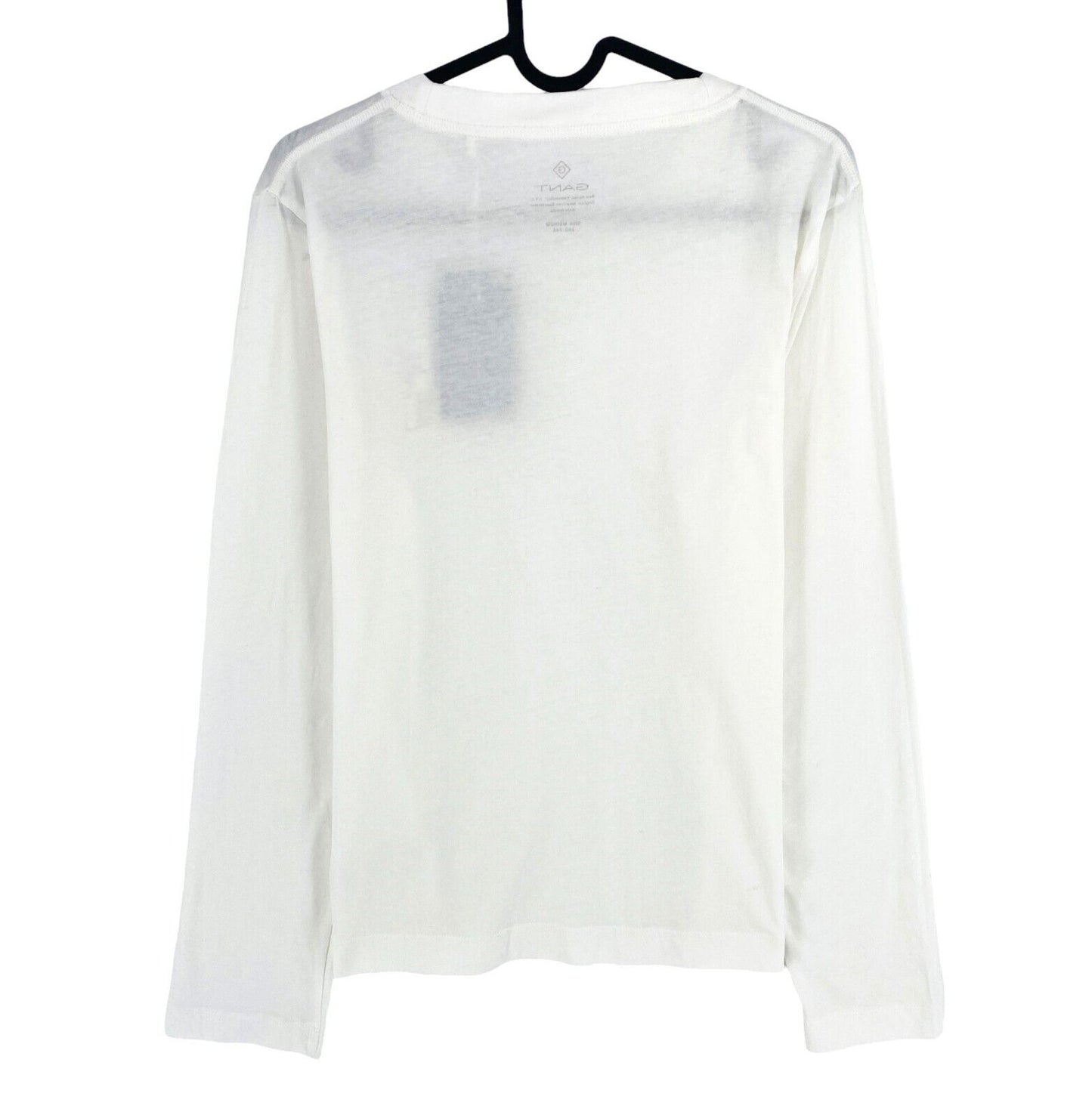 GANT Women White Quadrat Logo Crew Neck LS T Shirt Size M