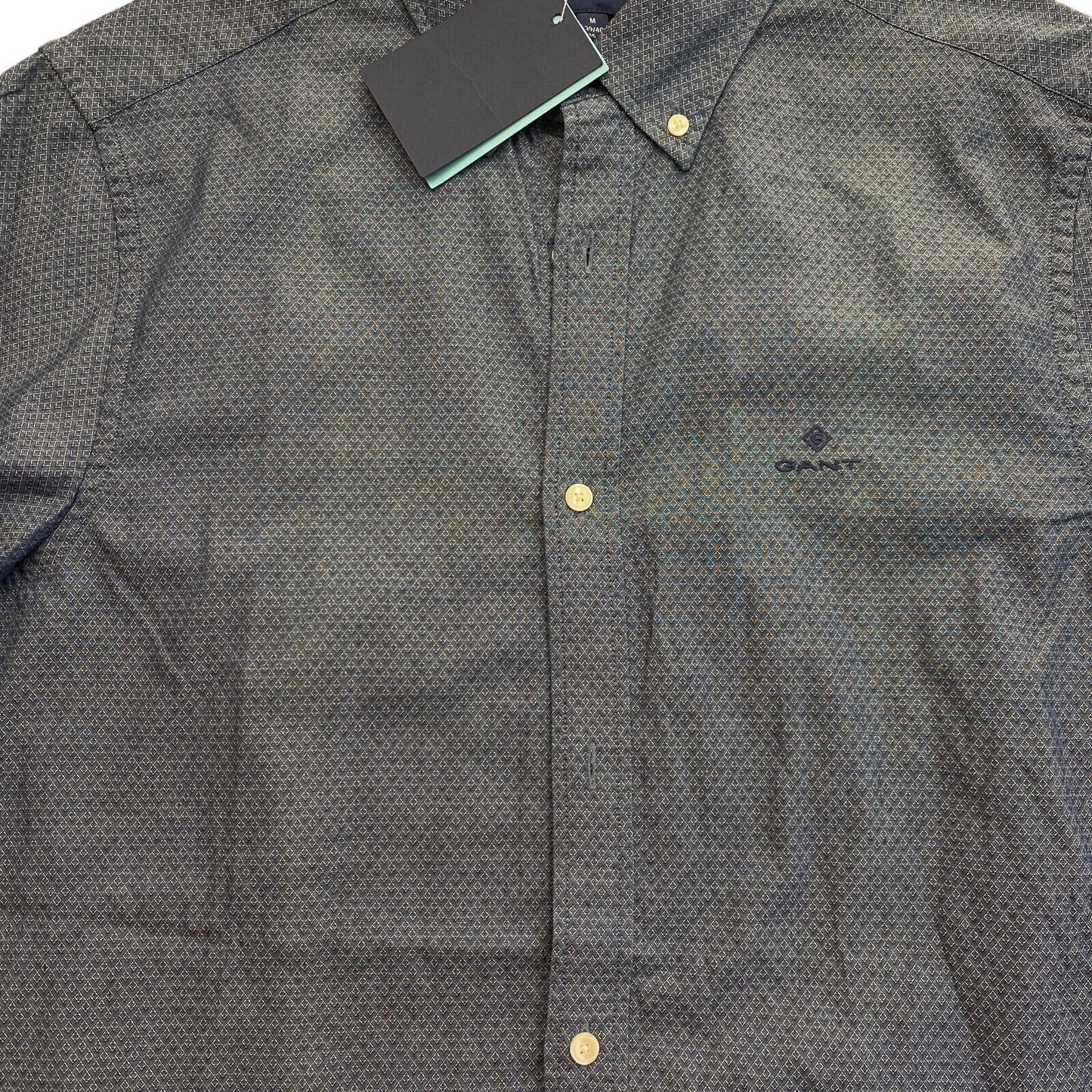 GANT Navy Blue Tech Prep Indigo Dobby Slim Fit Shirt Size M 39/40 15.75