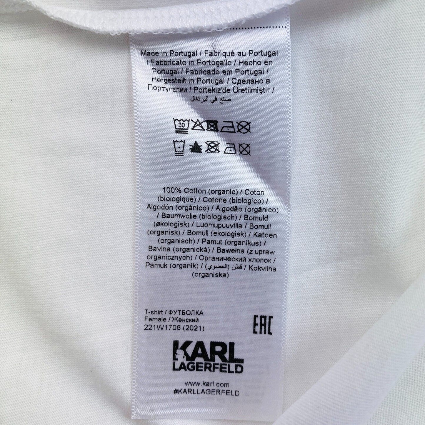 Karl Lagerfeld Women White Karl Profile Boucle Crew Neck SS T Shirt Size XL