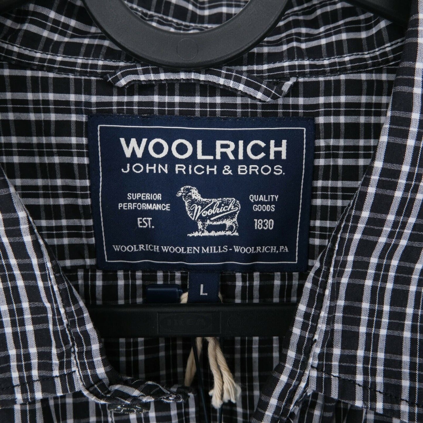 WOOLRICH Black Check Pattern Shirt Size L