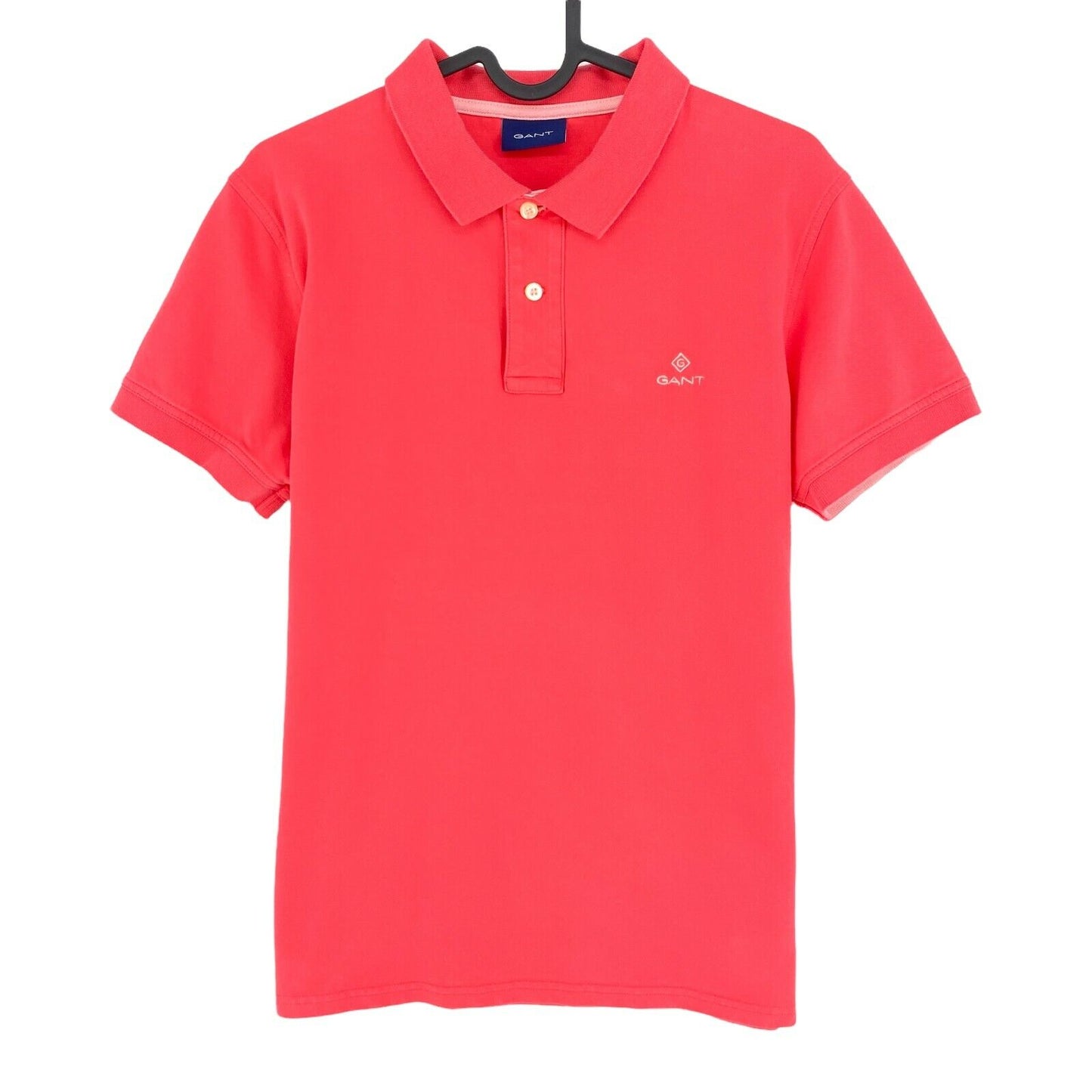 GANT Pink Contrast Collar Pique Polo Shirt Size M