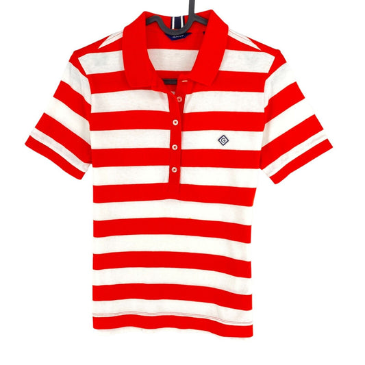 GANT Red Striped Pique Polo Shirt Size XS