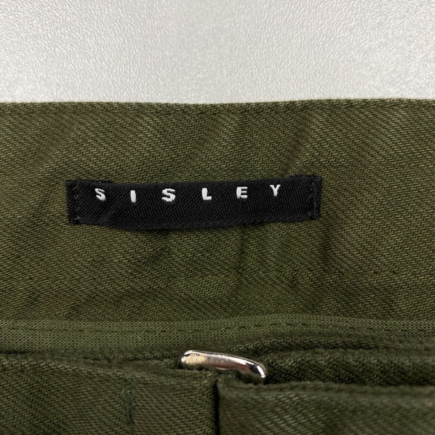 SISLEY Dark Green 100% Cotton Carpenter Pants Trousers Size 38 W27 L34