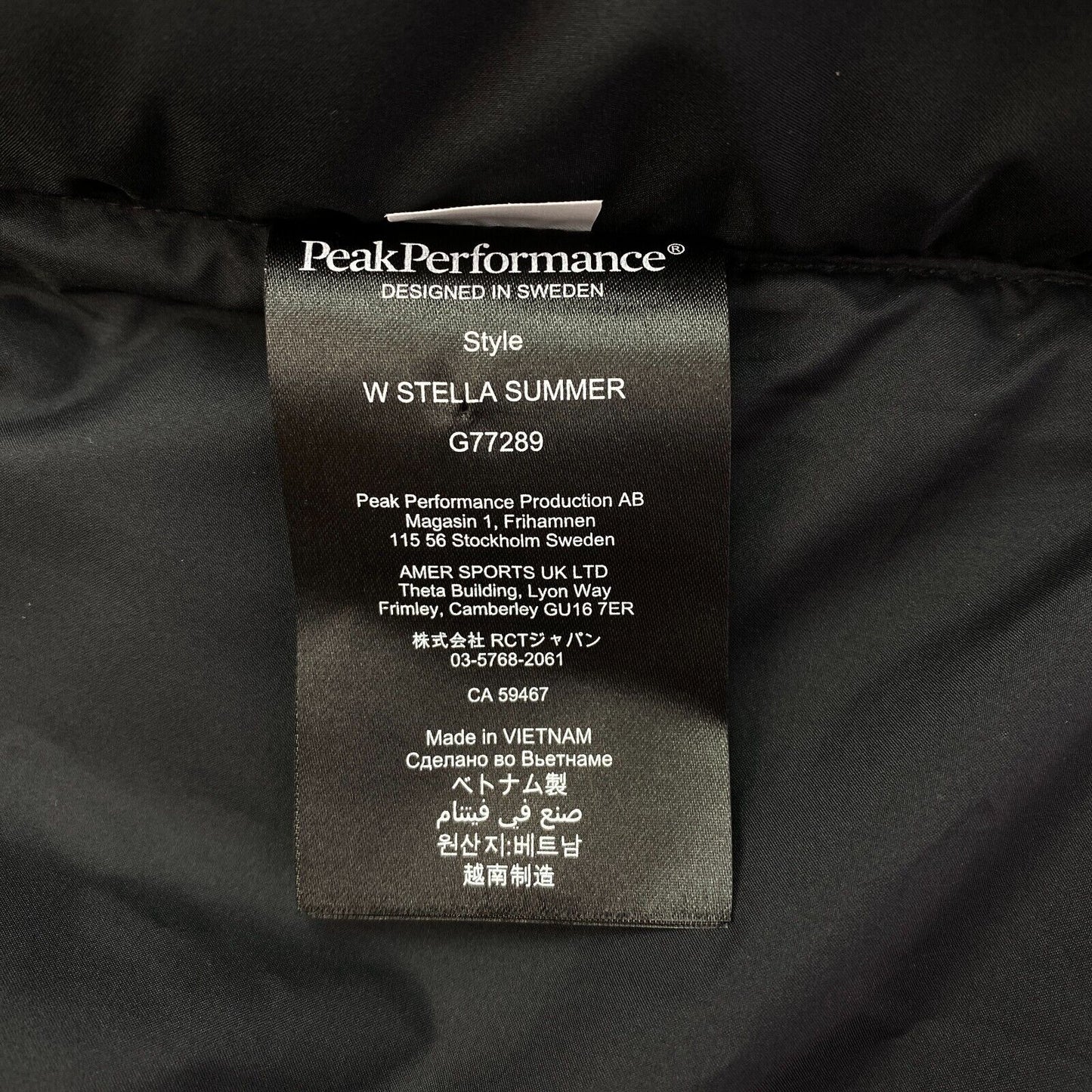 Peak Performance Women Black STELLA SUMMER Hooded Jacket Coat Size XS