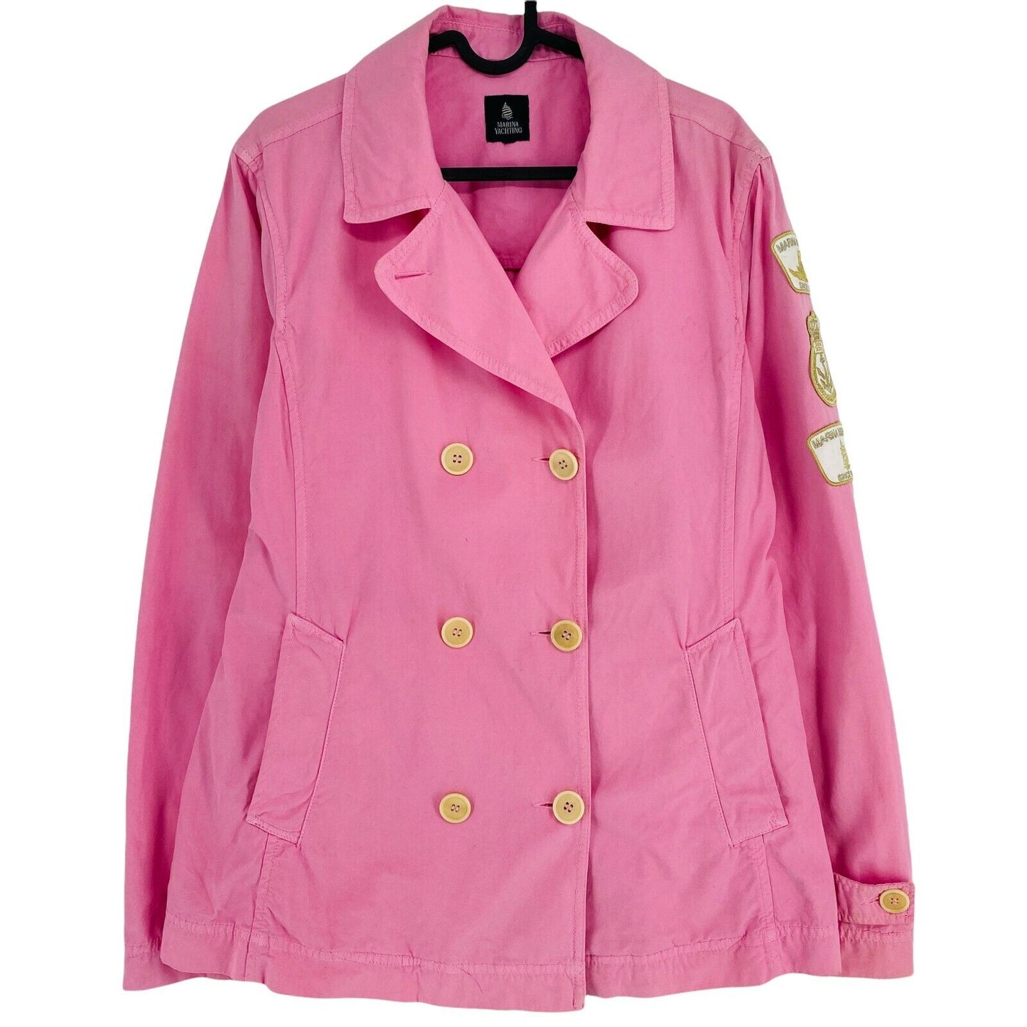 MARINA YACHTING Pink 100% Cotton Pea Coat Jacket Size M