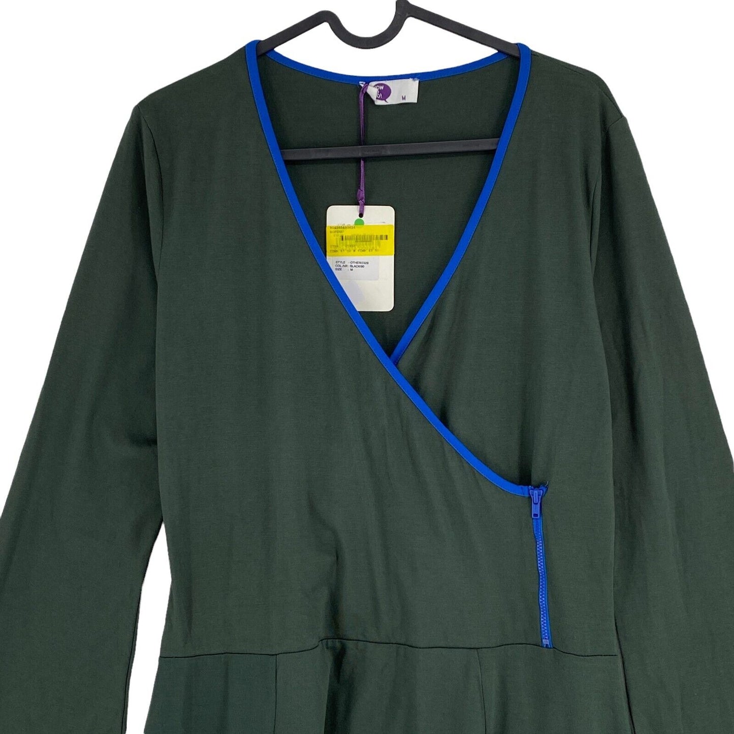 WOW TO GO! Dark Green Long Sleeve V-Neck Shift Dress Size M