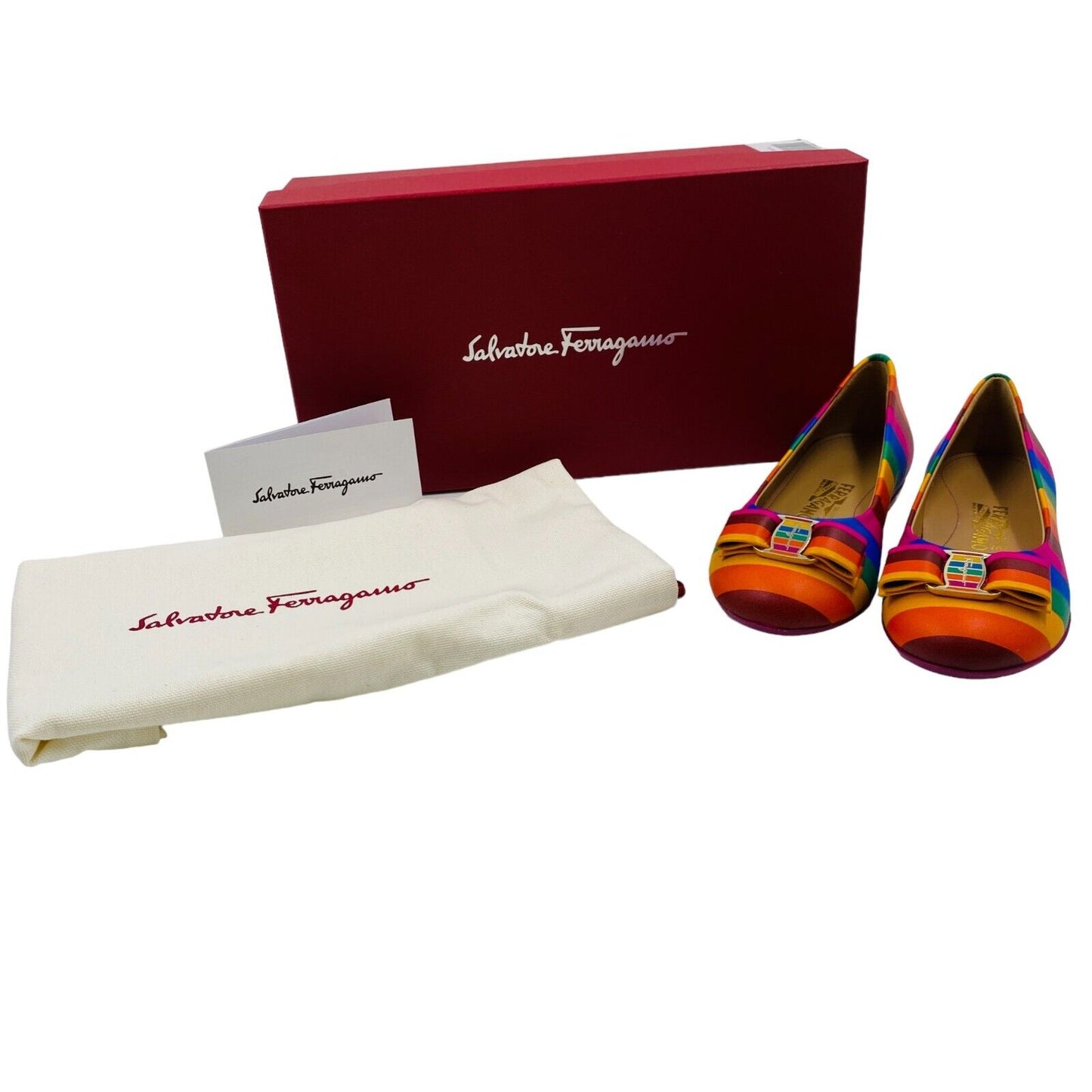 Salvatore Ferragamo Girls Colored Rainbow Min Flat Shoes Size EU 27 UK 9.5