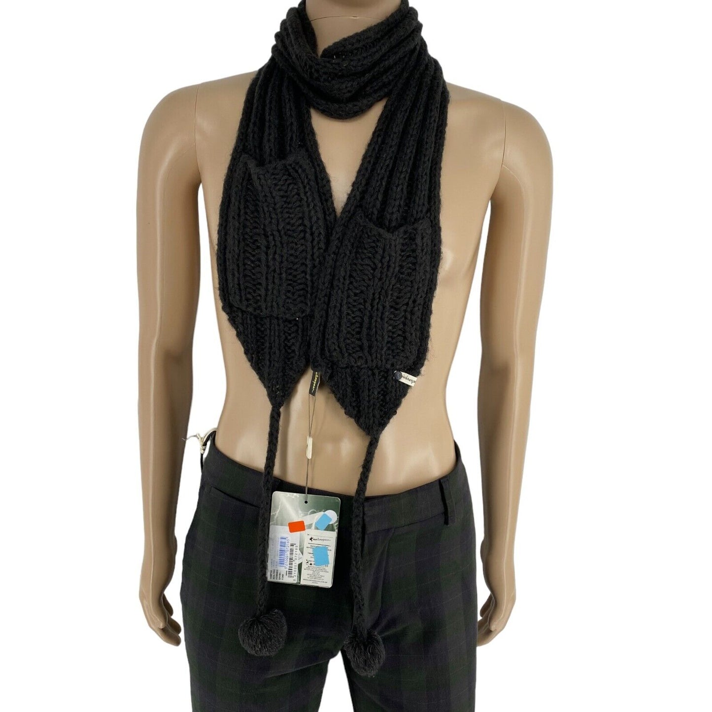 OneTeaspoon Black Knitted With Pockets Scarf Shawl