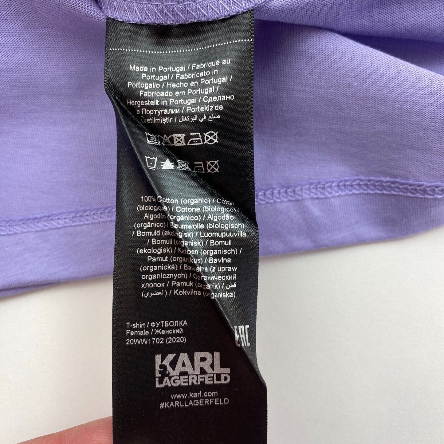 Karl Lagerfeld Light Purple Athleisure Logo Crew Neck T Shirt Size XS