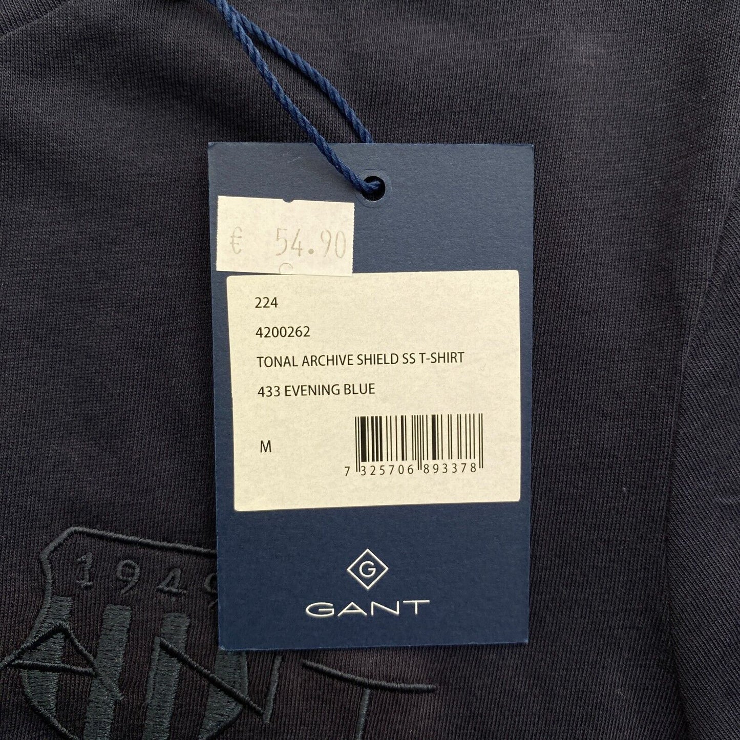 GANT Women Navy Blue Tonal Archive Shield Crew Neck Short Sleeves T Shirt Size M